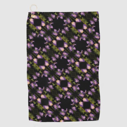 Serviette De Golf Drapeau bleu Iris Fleur Motif Abstrait (Devant)