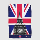 Serviette De Golf drapeau britannique & Royaume-Uni monogrammed /gol (Devant)