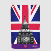 Serviette De Golf Drapeau britannique & Royaume-Uni monogrammed /gol (Devant)