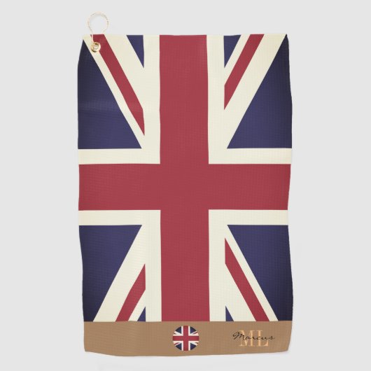 Serviette De Golf drapeau britannique & Royaume-Uni monogrammed /gol (Devant)