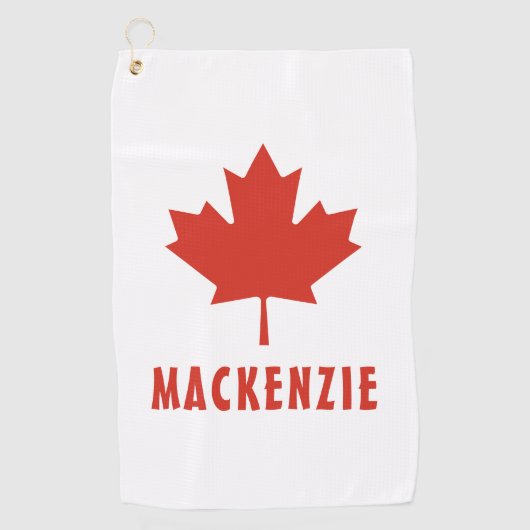 Serviette De Golf Drapeau canadien Feuille d'érable rouge Canada Nom (Devant)