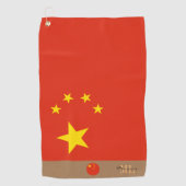 Serviette De Golf Drapeau chinois & Chine monogrammed /golf (Devant)