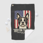 Serviette De Golf Drapeau Classique Américain Boston Terrier (En situation)