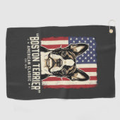 Serviette De Golf Drapeau Classique Américain Boston Terrier (Horizontal)