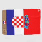 Serviette De Golf Drapeau croate & Croatie, monogrammed / Golf (Horizontal)