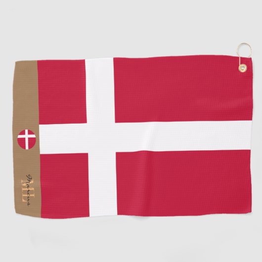 Serviette De Golf Drapeau danois & Danemark, monogrammed / Golf (Horizontal)