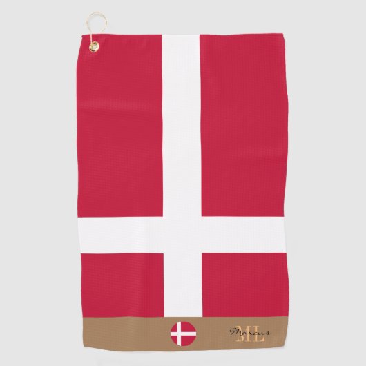 Serviette De Golf Drapeau danois & Danemark, monogrammed / Golf (Devant)