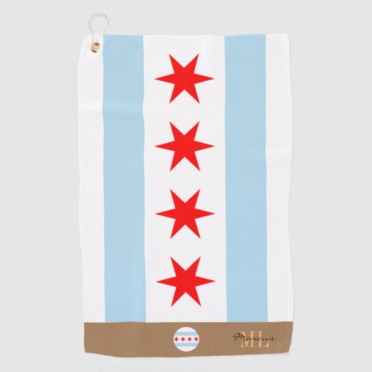 Serviette De Golf Drapeau de Chicago & Illinois monogrammed / servie (Devant)