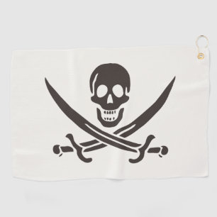 Serviette De Golf Drapeau de crâne obsidien Drapeau de pirate Calico