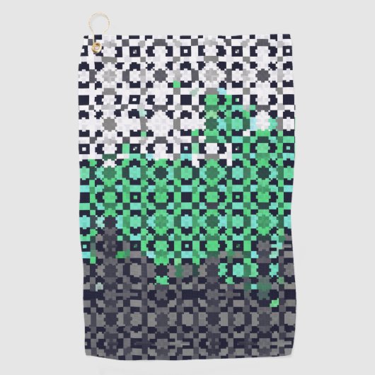 Serviette De Golf Drapeau de fierté Neutrois Abstrait Pixelisé Tripa (Devant)