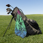 Serviette De Golf Drapeau de fierté polysexuel groovy éclectique rét (Vert)