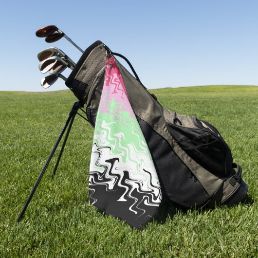 Serviette De Golf Drapeau de fierté récipromantique abstrait ondulé (Vert)