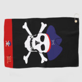 Serviette De Golf Drapeau de pirates & Capitaine Jack monogrammed Go (Horizontal)