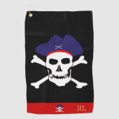 Serviette De Golf Drapeau de pirates & Capitaine Jack monogrammed Go (Devant)