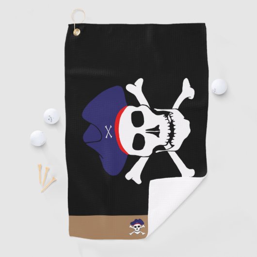 Serviette De Golf Drapeau de pirates & Capitaine Jack monogrammed Go (En situation)