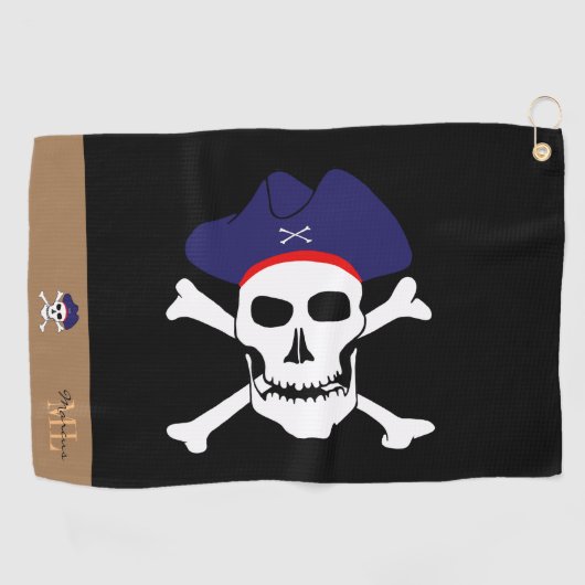 Serviette De Golf Drapeau de pirates & Capitaine Jack monogrammed Go (Horizontal)