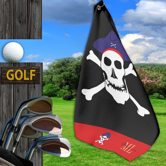 Serviette De Golf Drapeau de pirates & Capitaine Jack monogrammed Go