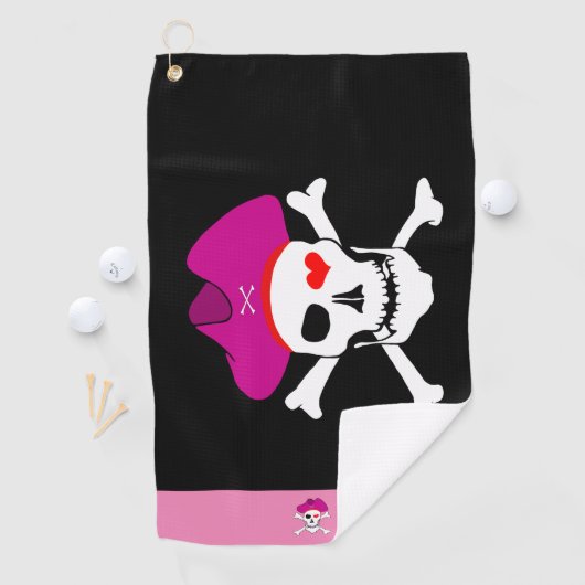 Serviette De Golf Drapeau de pirates et capitaine Grace monogrammed (En situation)