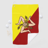 Serviette De Golf Drapeau de Sicile (Italie) (En situation)