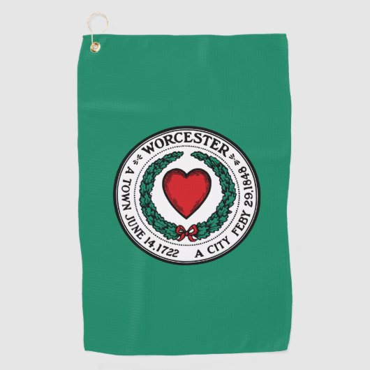 Serviette De Golf Drapeau de Worcester, Massachusetts (Devant)