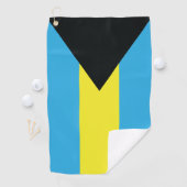 Serviette De Golf Drapeau des Bahamas en noir, or et Aquamarine (En situation)