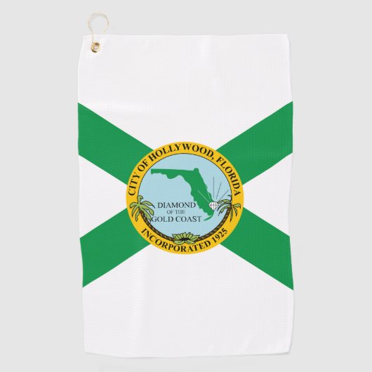 Serviette De Golf Drapeau d'Hollywood, Floride (Devant)