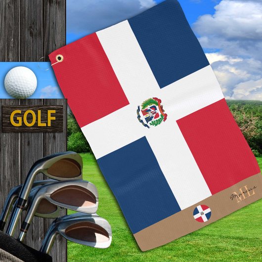 Serviette De Golf Drapeau dominicain & monogrammed dominicain /servi