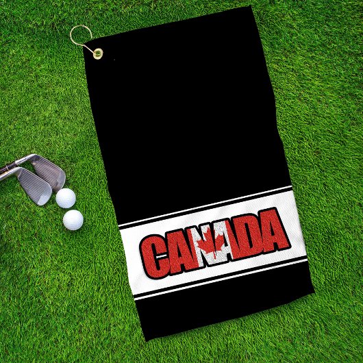 Serviette De Golf Drapeau du Canada avec feuille d'érable dans un te