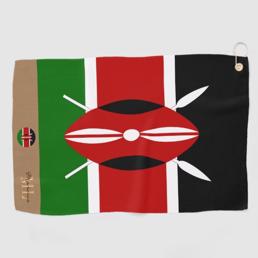Serviette De Golf Drapeau du Kenya & monogrammed /serviette de golf  (Horizontal)