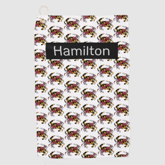 Serviette De Golf Drapeau du Maryland Swag Crabe bleu (Devant)