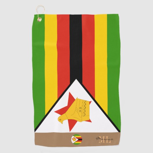 Serviette De Golf Drapeau du Zimbabwe & Zimbabwe monogrammed /Afriqu (Devant)