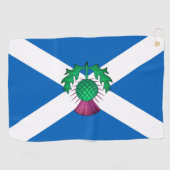 Serviette De Golf Drapeau écossais avec chardon superposé (Horizontal)