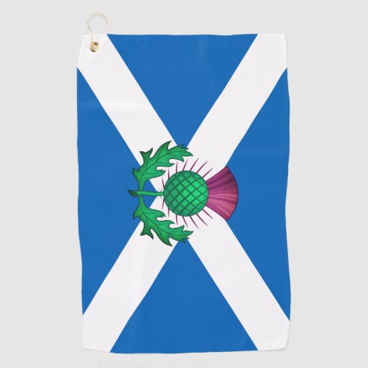 Serviette De Golf Drapeau écossais avec chardon superposé (Devant)