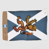 Serviette De Golf Drapeau écossais & Ecosse, monogrammé /Rampant (Horizontal)