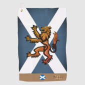 Serviette De Golf Drapeau écossais & Ecosse, monogrammé /Rampant (Devant)