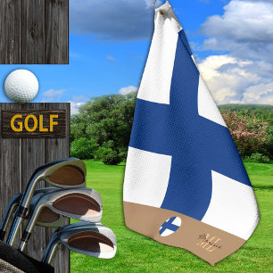 Serviette De Golf Drapeau finlandais & Finlande, monogrammed / servi