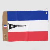 Serviette De Golf Drapeau français & Eiffel, France monogrammed Golf (Horizontal)