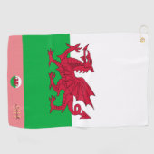 Serviette De Golf Drapeau gallois & Pays de Galles, monogramm Cymru  (Horizontal)