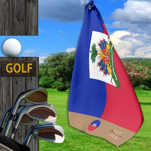 Serviette De Golf Drapeau haïtien & Haïti monogrammed Golf Towel