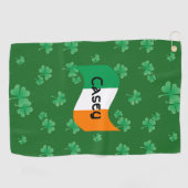 Serviette De Golf Drapeau irlandais avec Shamrock Personnalisé (Horizontal)
