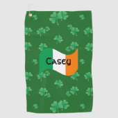 Serviette De Golf Drapeau irlandais avec Shamrock Personnalisé (Devant)