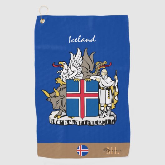 Serviette De Golf Drapeau islandais & Islande, monogrammed / Golf To (Devant)