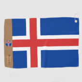 Serviette De Golf Drapeau islandais & Islande, monogrammed / Golf To (Horizontal)