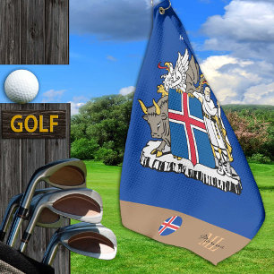 Serviette De Golf Drapeau islandais & Islande, monogrammed / Golf To