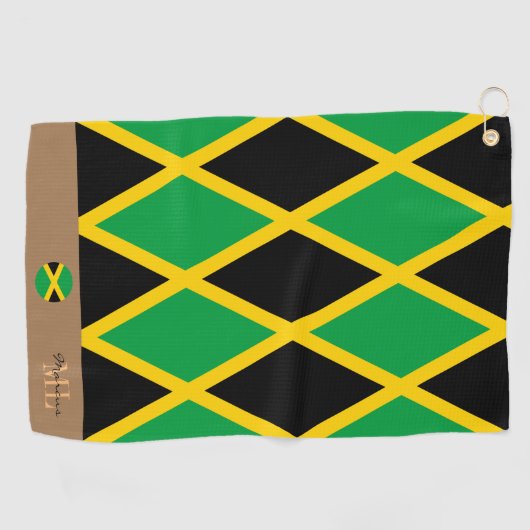 Serviette De Golf drapeau jamaïcain & Jamaïque, sports monogrammés / (Horizontal)