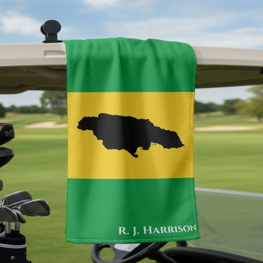 Serviette De Golf Drapeau jamaïcain noir vert de Jamaïque Island
