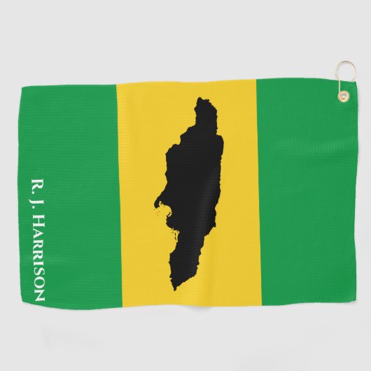Serviette De Golf Drapeau jamaïcain noir vert de Jamaïque Island (Horizontal)