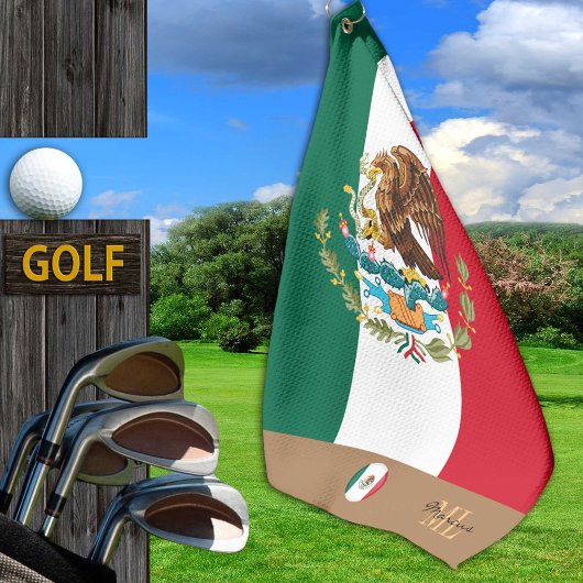 Serviette De Golf Drapeau mexicain & Mexique monogrammed Golf /sport