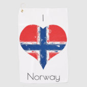 Serviette De Golf Drapeau norvégien I Heart Norway (Devant)