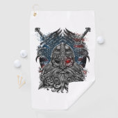 Serviette De Golf Drapeau Odin corbeaux et épées Viking Mythologie U (En situation)